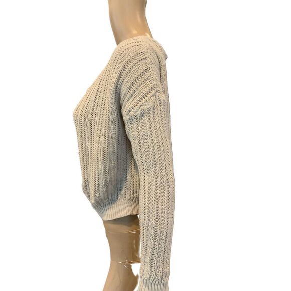 rue21 Womens Beige Ribbed V-Neck Long Sleeve Pullover Sweater Size XS - Picture 9 of 13